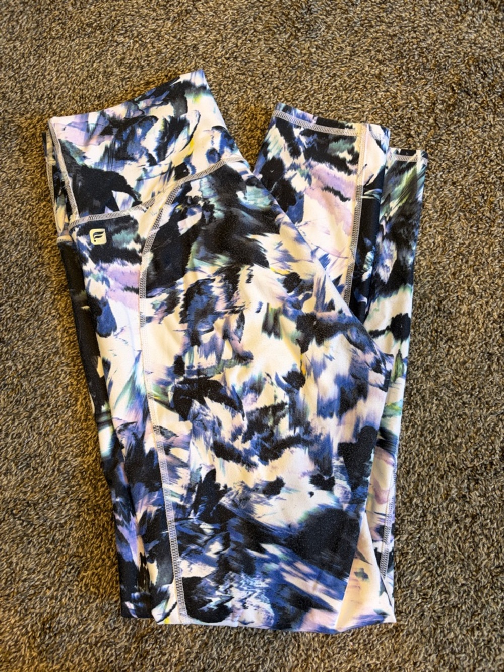 Fabletics Printed Leggings in Black, White, Blue, Purple